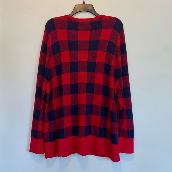 New Lands End Cozy Buffalo Plaid Cardigan Sweater - Picture 4 of 7